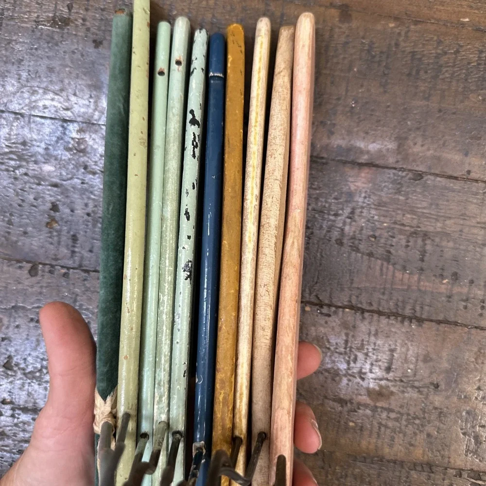 Vintage Painted Wooden Hangers Lot 12 Cottagecore Floral Velvet Shabby Chic